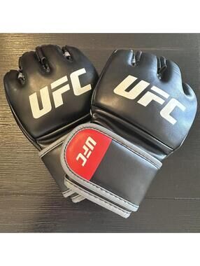 UFC MMA Grappling Training Gloves Open Finger Black Gray L/XL Adult Pair
